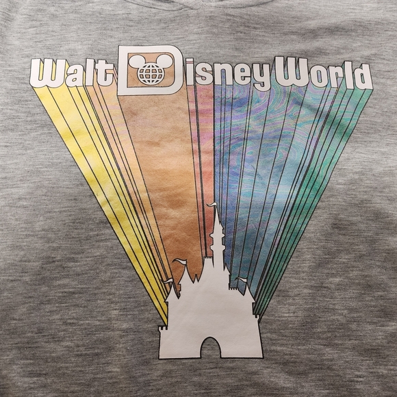 Walt Disney World Rainbow Castle Cropped Hi-Low Hoodie Women's Size Small - Picture 3 of 7
